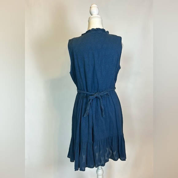 Banjanan | "Diana" Blue Embroidered Floral Tie Waist Sleeveless Dress | Large - Picture 12 of 15